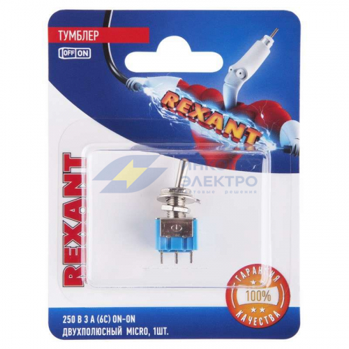 Тумблер 250В 3А (6c) ON-ON 2п Micro (MTS-202) блист. Rexant 06-0323-A Тумблер 250В 3А (6c) ON-ON 2п Micro (MTS-202) блист. Rexant 06-0323-A