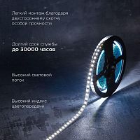 Лента светодиодная 12В SMD2835 14.4Вт/м 120 LED/м 6500К 8мм IP20 (уп.5м) Rexant 141-222