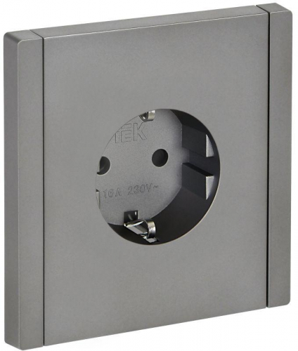 Розетка СП FORTE&PIANO FP515 16А с заземл. защ. шторки винт. крепл. сталь IEK FP-R14-16-K46 Розетка СП FORTE&PIANO FP515 16А с заземл. защ. шторки винт. крепл. сталь IEK FP-R14-16-K46