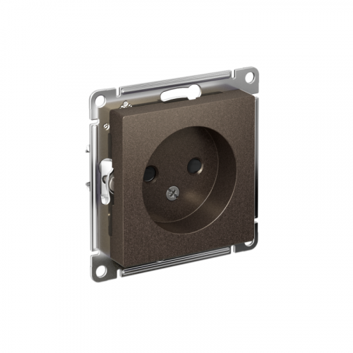 Розетка 1-м СП AtlasDesign 16А IP20 без заземл. защ. шторки механизм мокко SE ATN000649