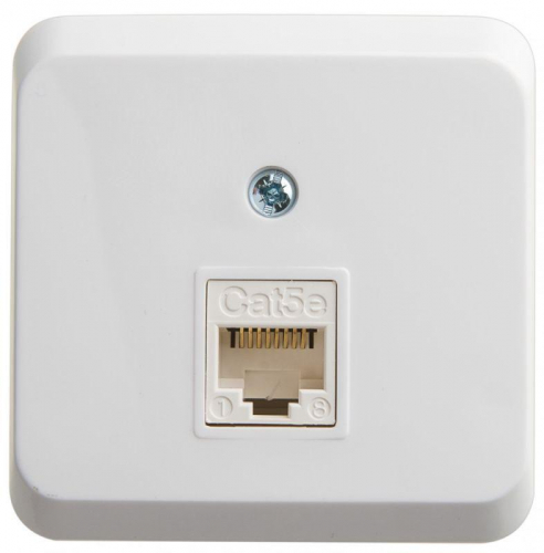 Розетка компьютерная ОП Этюд RJ45 кат.5E бел. SE KOMA-001B Розетка компьютерная ОП Этюд RJ45 кат.5E бел. SE KOMA-001B