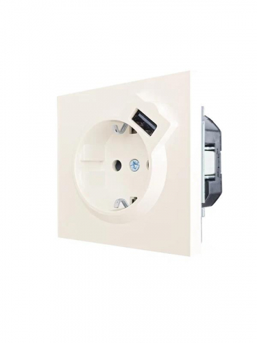 Розетка 1-мест. с/з+USB разъем СП ZIMA IP20 слон. кость LEZARD 704-9088-181 фото 2 Розетка 1-мест. с/з+USB разъем СП ZIMA IP20 слон. кость LEZARD 704-9088-181 фото 2
