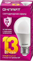 Лампа светодиодная 90 532 OLL-A60-13-230-2.7К-E27 13Вт грушевидная 2700К E27 90-240В PRO ОНЛАЙТ 90532