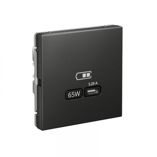 Розетка USB ArtGallery тип C 65Вт QC PD высокоскор. ЗУ механизм базальт SE GAL001427 фото 5