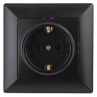Розетка 1-м СП Solo 4-206-05 16А 250В IP20 2P+E Schuko с заземл. защ. шторки антрацит Intro Б0053685
