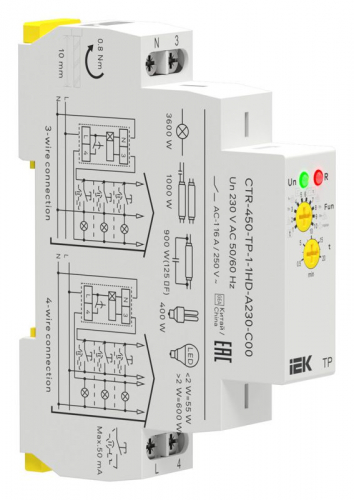 Реле импульсное TP 1 контакт 230В AC с задержкой выключения IEK CTR-450-TP-1-1HD-A230-C00 Реле импульсное TP 1 контакт 230В AC с задержкой выключения IEK CTR-450-TP-1-1HD-A230-C00