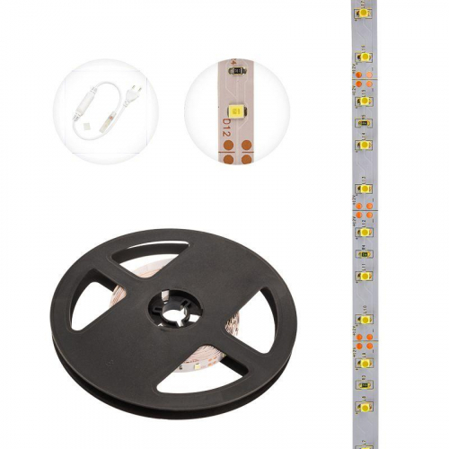 Лента светодиодная SMD3528 4.8Вт/м 60LED/м IP23 12В (уп.5м) бел. Lamper 141-335 фото 3