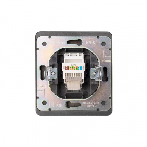 Розетка компьютерная СП ROUND MIELE RJ45 кат.6 титан Kranz KR-78-0724-2 фото 3