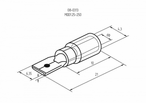 Клемма плоская изол. (штекер) (VM 1.25-250) REXANT 08-0313 фото 3 Клемма плоская изол. (штекер) (VM 1.25-250) REXANT 08-0313 фото 3