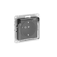 Розетка AtlasDesign Aqua 16А IP44 с заземл. защ. шторки с прозр. крышкой быстрозажим. клем. механизм карбон SE ATN441046S