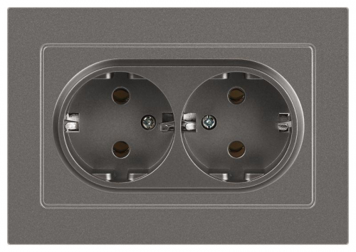 Розетка 2-м СП Accent 6-205-09 16А IP20 250В 2P+E Schuko AL/CU титан Intro Б0063500 Розетка 2-м СП Accent 6-205-09 16А IP20 250В 2P+E Schuko AL/CU титан Intro Б0063500