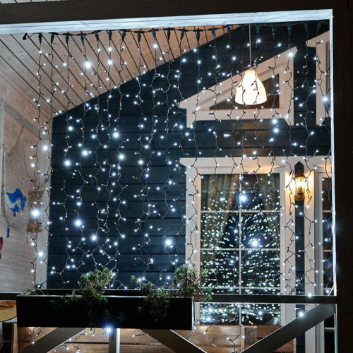 Гирлянда светодиодная "Светодиодный Дождь" 2х3м 600LED бел. 80Вт 230В IP65 эффект мерцания провод черн. (нужен шнур питания 303-500) Neon-Night 235-201 фото 8