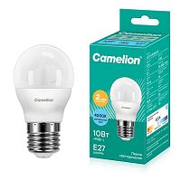 Лампа светодиодная LED10-G45/845/E27 10Вт шар матовая 4500К бел. E27 150-265В Camelion 13568