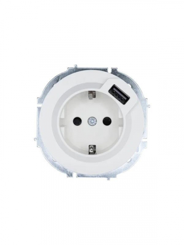 Розетка 1-м СП OSEN с заземл. + USB разъем бел. LEZARD 743-0288-181