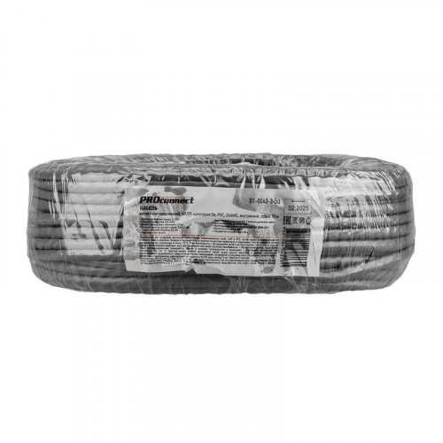 Кабель витая пара U/UTP кат.5E 4х2х24AWG медь сер. (уп.50м) PROCONNECT 01-0043-3-50 фото 6 Кабель витая пара U/UTP кат.5E 4х2х24AWG медь сер. (уп.50м) PROCONNECT 01-0043-3-50 фото 6