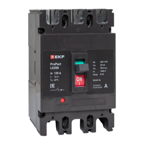 Выключатель автоматический 3п 125А 25кА LS250 ProPact EKF mccb-250-25-3-125-ls