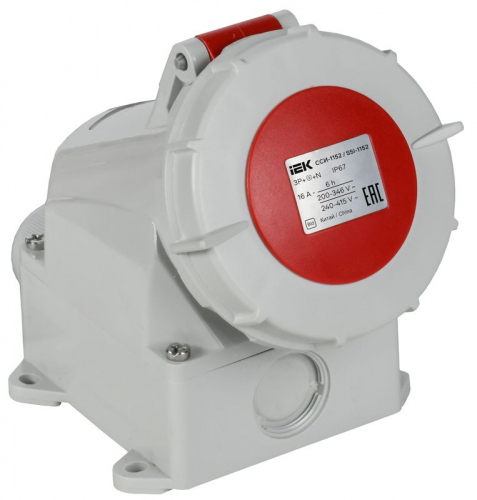 Розетка стационарная ССИ-1152 16А 5п 3P+PE+N 6ч 380В IP67 IEK PSR12-016-5-0-67