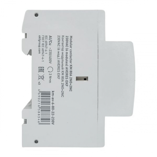 Контактор модульный КМ 80А 2NO+2NC 230В AC (6 мод.) AVERES EKF km-av-6-80-22-230V фото 4 Контактор модульный КМ 80А 2NO+2NC 230В AC (6 мод.) AVERES EKF km-av-6-80-22-230V фото 4