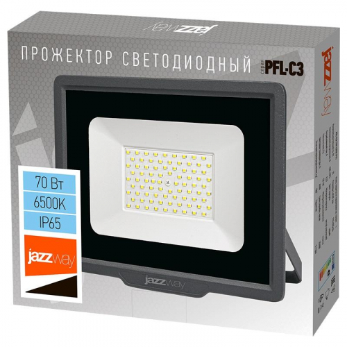 Прожектор светодиодный PFL-C3 70Вт 6500К IP65 ДО закален. прозр. стекло JazzWay 5023604A фото 5