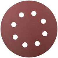 Круг шлифовальный с отверстиями (липучка) алюм./оксид 125мм (уп.5шт) Р 240 FIT 39669