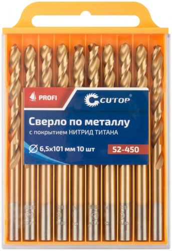 Сверло по металлу ПРОФИ/Profi 6.5х101мм с титан. покрытием (уп.10шт) Cutop 52-450 фото 3