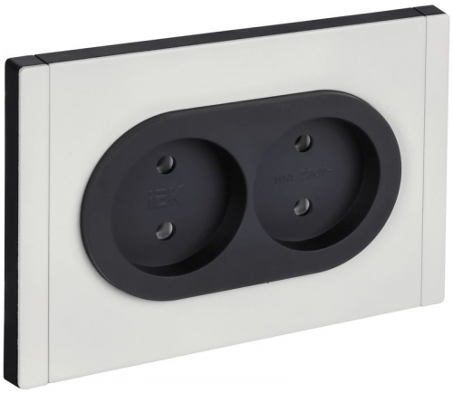 Розетка 2-м СП FORTE&PIANO FP226M 10А IP20 без заземл. без защ. шторок безвинтовое крепление бел. IEK FP-R20-10-1-M-K01
