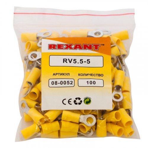 Наконечник кольцевой изолированный (НКИ d5.3мм) 4-6кв.мм (VR5.5-5) REXANT 08-0052 фото 4