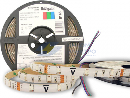 Лента светодиодная 71 428 NLS-5050RGB30-7.2 IP65 12B R5 7.2Вт/м (уп.5м) Navigator 71428 Лента светодиодная 71 428 NLS-5050RGB30-7.2 IP65 12B R5 7.2Вт/м (уп.5м) Navigator 71428