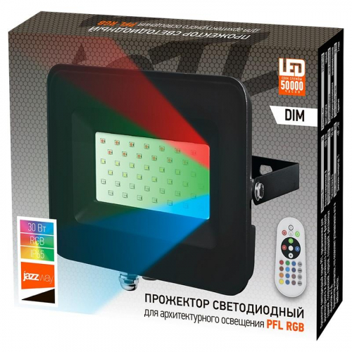 Прожектор светодиодный PFL-30W RGB 30Вт IP65 ДО BL черн. JazzWay 5016408 фото 5