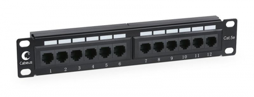 Патч-панель 10дюйм установ. размер 236мм 12 портов RJ45 кат.5E Dual IDC Cabeus 7085c Патч-панель 10дюйм установ. размер 236мм 12 портов RJ45 кат.5E Dual IDC Cabeus 7085c