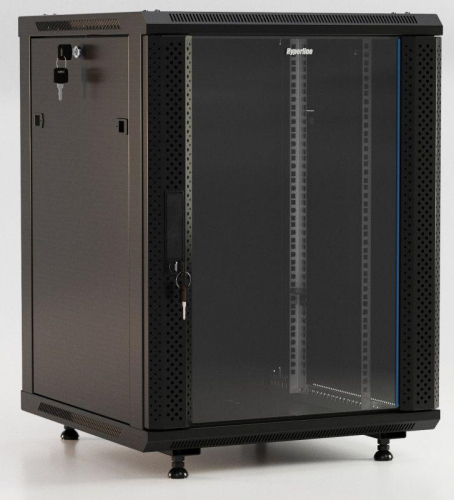 Шкаф настенный TWB-FC-1866-GP-RAL9004 19дюйм. 18U 908х600х600мм стекл. дверь с перфорацией по бокам ручка с замком с возмож. установки на ножки черн. (разобранный) Hyperline 395560 Шкаф настенный TWB-FC-1866-GP-RAL9004 19дюйм. 18U 908х600х600мм стекл. дверь с перфорацией по бокам ручка с замком с возмож. установки на ножки черн. (разобранный) Hyperline 395560