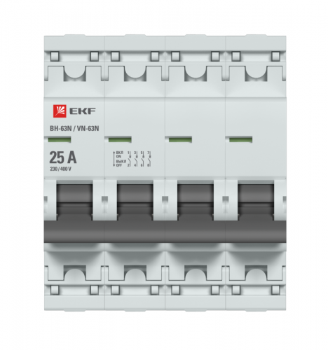 Выключатель нагрузки 4п 25А ВН-63N PROxima EKF S63425 фото 2