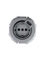Розетка 1-м СП OSEN с заземл. + USB разъем механизм сер. матов. LEZARD 743-7488-181
