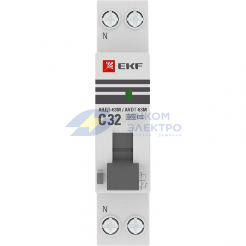 Выключатель автоматический дифференциального тока 1мод. C 32А 10мА тип А 6кА АВДТ-63М (электрон.) PROxima EKF D636EA32C10 фото 2