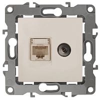 Розетка компьютерная + телевизионная Эра12 12-3110-02 RJ45 + TV IP20 сл. кость Эра Б0027442