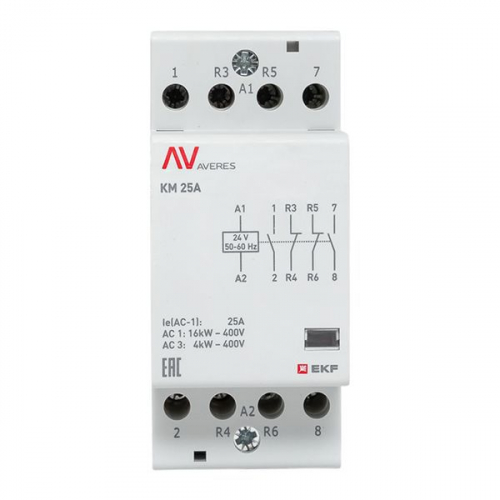Контактор модульный КМ 25А 2NC+2NO 24В AC (2 мод.) AVERES EKF km-av-2-25-22-24V фото 3