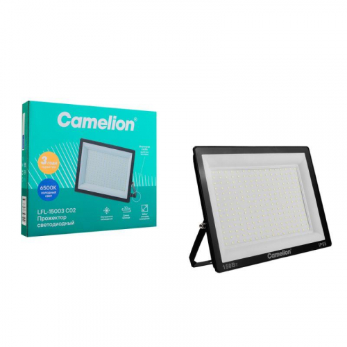 Прожектор светодиодный LFL-15003 C02 LED SMD 150Вт IP65 6500К 15000лм 230В 300х252х34 черн. Camelion 16329 фото 4 Прожектор светодиодный LFL-15003 C02 LED SMD 150Вт IP65 6500К 15000лм 230В 300х252х34 черн. Camelion 16329 фото 4