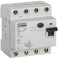 Выключатель дифференциального тока (УЗО) 4п 25А 100мА тип AC ВД1-63 GENERICA IEK MDV15-4-025-100