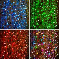 Гирлянда светодиодная "Светодиодный Дождь" 2х1.5м 300LED мультиколор RGB 30Вт 230В IP65 провод прозр. (свечение с динамикой при приобретении контроллера) Neon-Night 245-309