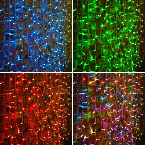Гирлянда светодиодная "Светодиодный Дождь" 2х1.5м 300LED мультиколор RGB 30Вт 230В IP65 провод прозр. (свечение с динамикой при приобретении контроллера) Neon-Night 245-309 Гирлянда светодиодная "Светодиодный Дождь" 2х1.5м 300LED мультиколор RGB 30Вт 230В IP65 провод прозр. (свечение с динамикой при приобретении контроллера) Neon-Night 245-309