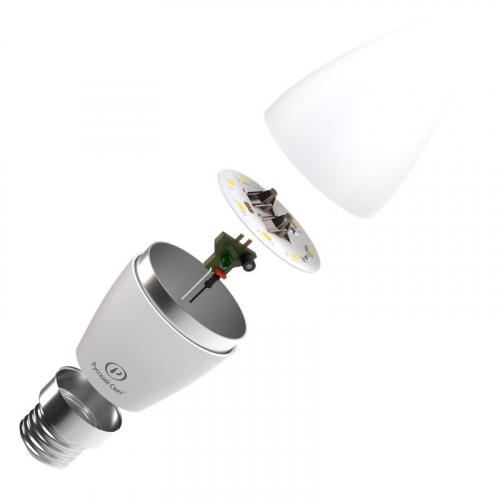 Лампа светодиодная RS LED C37 E27 6W 220-240V 6Вт свеча матовая 2700К тепл. бел. E27 600лм 220-240В Ra90 Русский Свет 15010545060 фото 2
