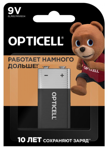 Элемент питания алкалиновый "крона" 6LR61 9В (блист. 1шт) Basic Opticell 5051003/6051003