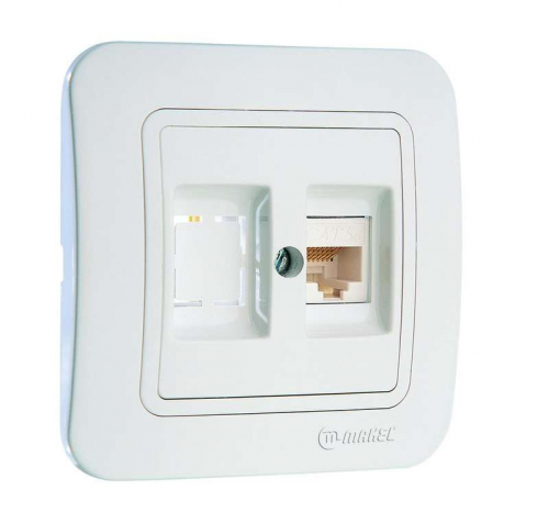 Розетка компьютерная 2-м СП Lillium 16А IP20 кат.5E + гнездо бел./бел. Makel 70035 Розетка компьютерная 2-м СП Lillium 16А IP20 кат.5E + гнездо бел./бел. Makel 70035