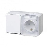 Блок ОП AtlasDesign PROFI IP54 (розетка 1-м 16А заземл. защ. шторки + 1-кл. выключатель 10А) бел. SE ATN540170