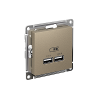 Розетка USB AtlasDesign тип A+A 5В 1х2.1А 2х1.05А механизм шампань SE ATN000533