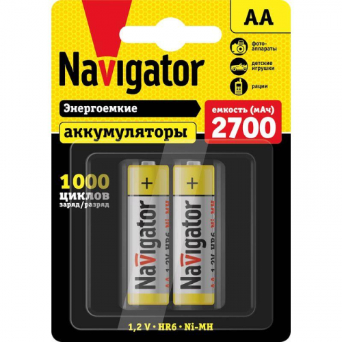 Аккумулятор AA/HR6 94 465 NHR-2700-HR6-BP2 (блист.2шт) Navigator 94465 Аккумулятор AA/HR6 94 465 NHR-2700-HR6-BP2 (блист.2шт) Navigator 94465