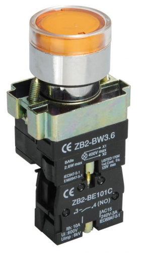 Кнопка LAY5-BW3561 1НО с подсветкой желт. KARAT IEK BBT50-BW-K05