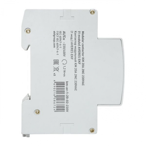 Контактор модульный КМ 20А 2NC 230В AC (1 мод.) AVERES EKF km-av-1-20-02-230V фото 4 Контактор модульный КМ 20А 2NC 230В AC (1 мод.) AVERES EKF km-av-1-20-02-230V фото 4
