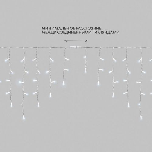 Гирлянда светодиодная "Айсикл" (бахрома) 4х0.6м 128LED бел. 10Вт 230В IP67 провод каучук бел. (нужен шнур питания 315-001) Neon-Night 255-205 фото 2