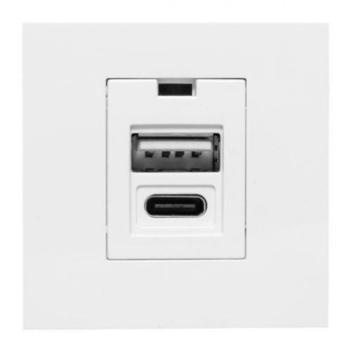 Розетка USB 2-м A+C 2.1А без индикатора бел. EKF E2MR2-21USB-10-AC фото 2